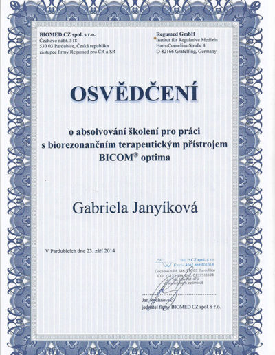 Certifikát 3 Janyíková
