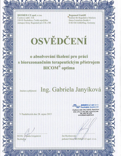 Certifikát 5 Janyíková
